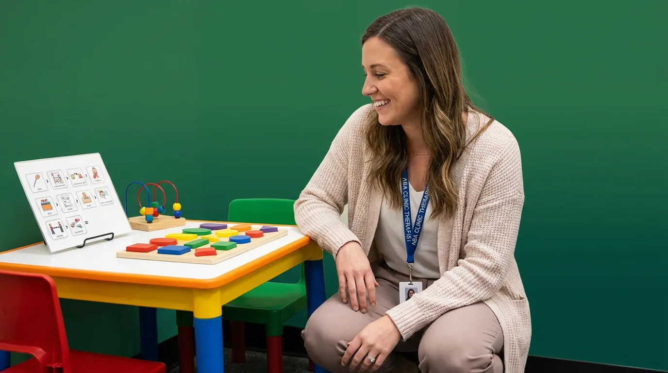 ABA therapy services in Strongsville, OH: illustrative photo of an ABA therapist at work