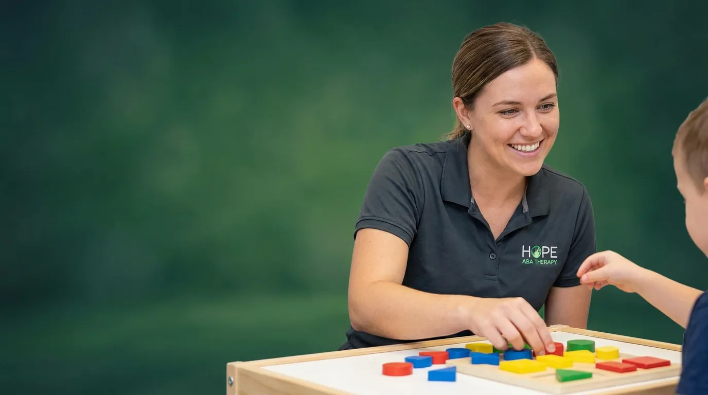 ABA therapy services in Arlington, TX: illustrative photo of an ABA therapist at work
