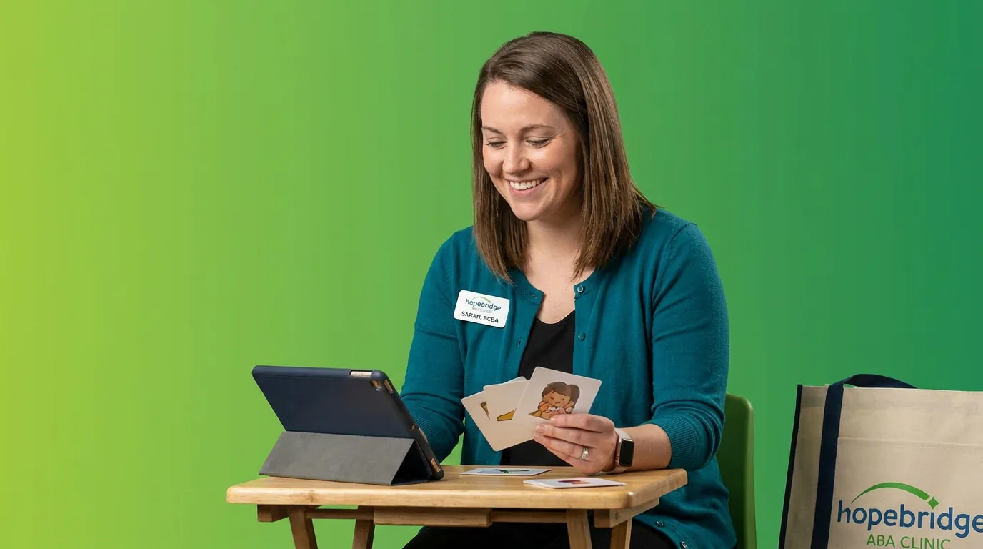 ABA therapy services in Orange, CA: illustrative photo of an ABA therapist at work