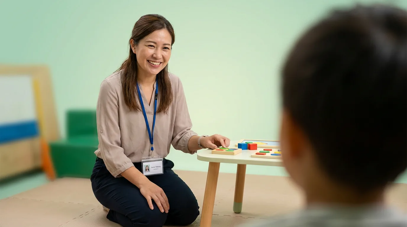 ABA therapy services in Peoria, IL: illustrative photo of an ABA therapist at work