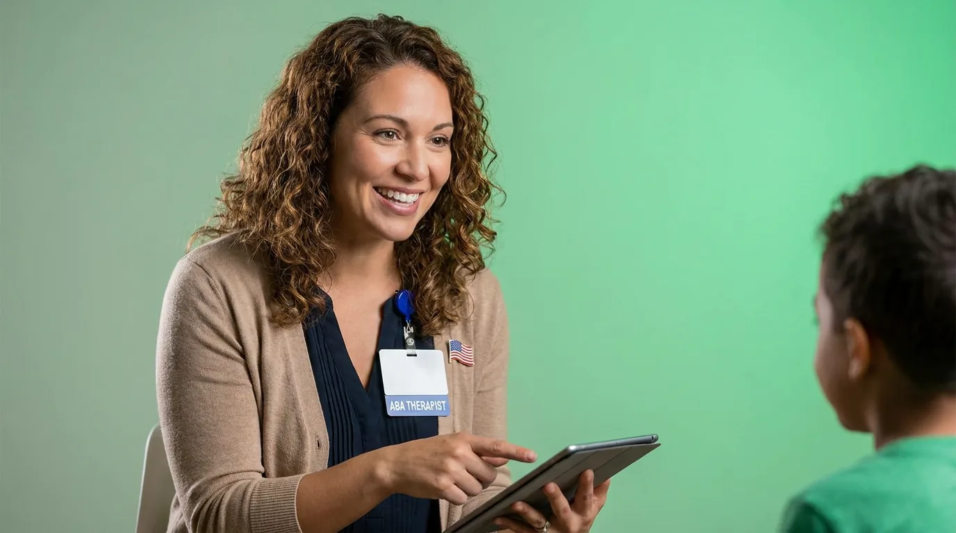 ABA therapy services in Chelmsford, MA: illustrative photo of an ABA therapist at work