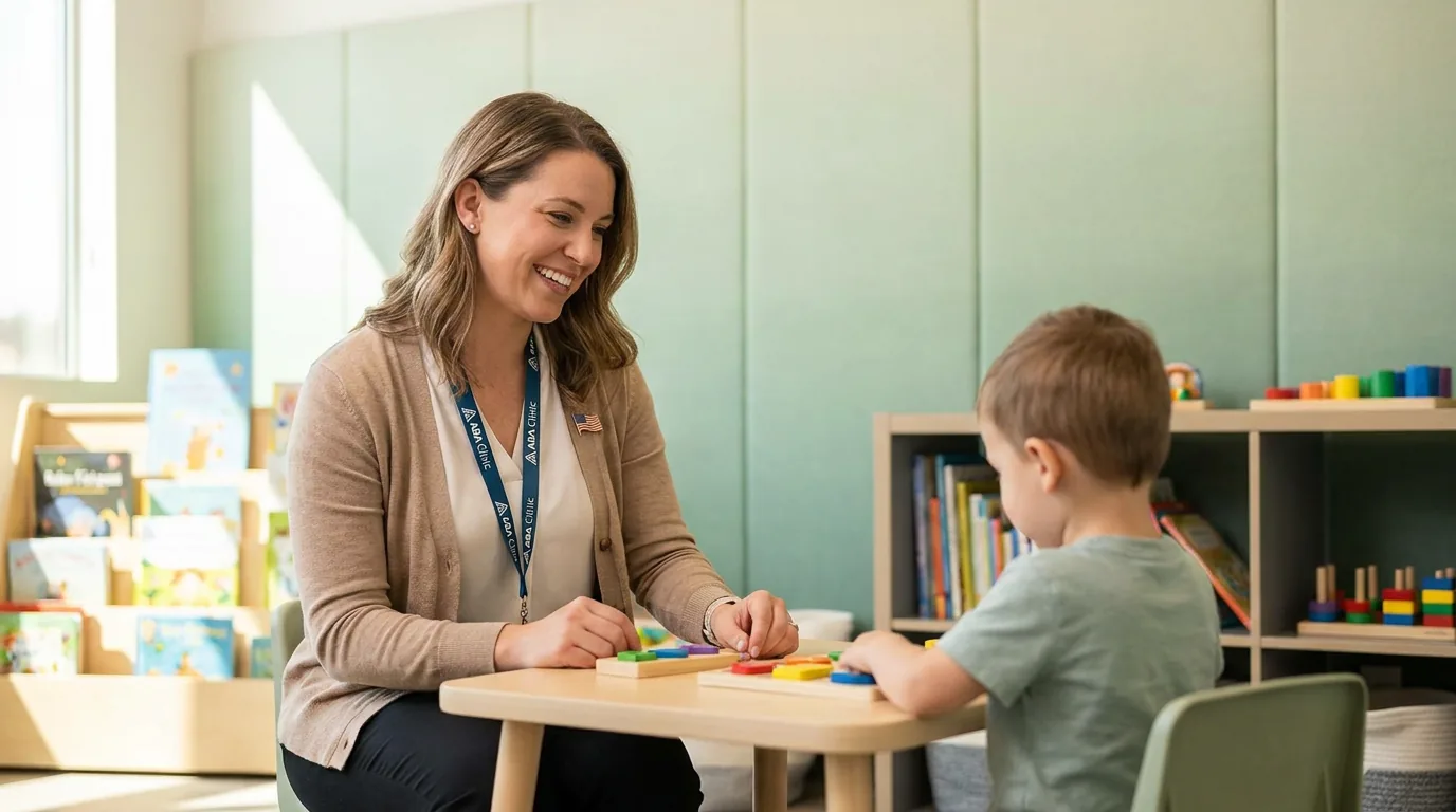 ABA therapy services in St. Louis, MO: illustrative photo of an ABA therapist at work