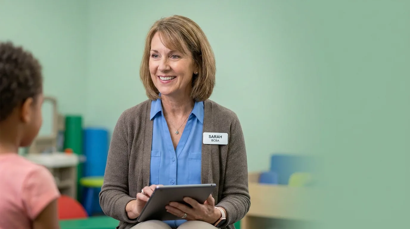 ABA therapy services in Fresno, CA: illustrative photo of an ABA therapist at work