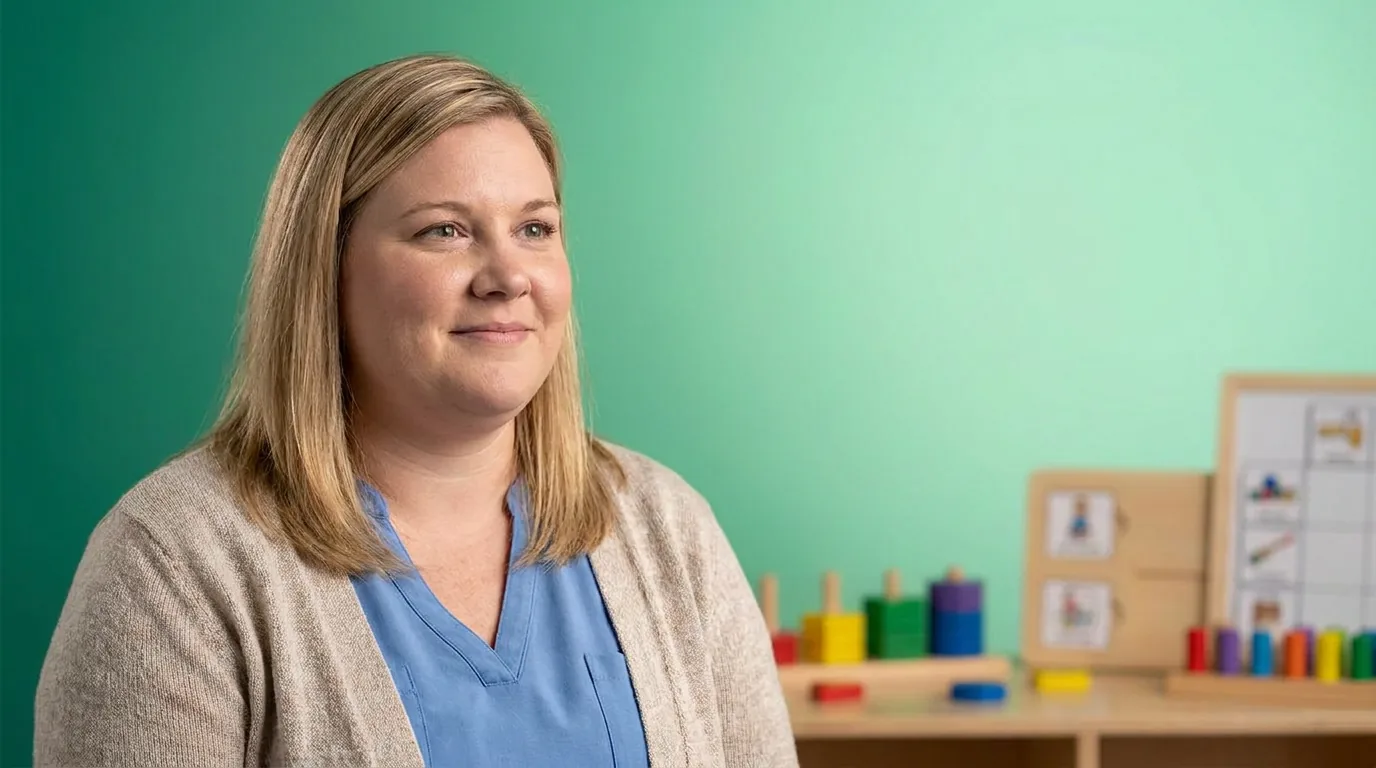 ABA therapy services in Greensboro, NC: illustrative photo of an ABA therapist at work