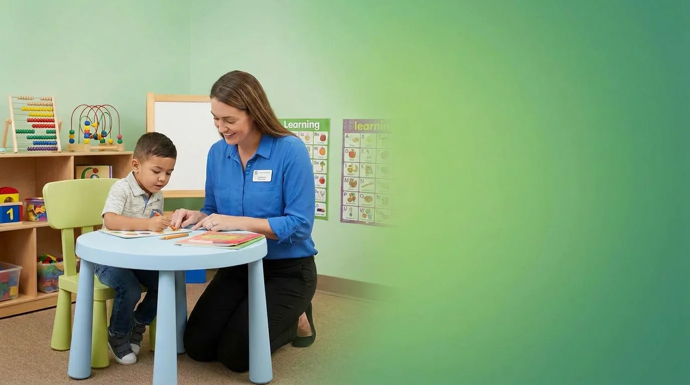 ABA therapy services in Chesapeake, VA: illustrative photo of an ABA therapist at work