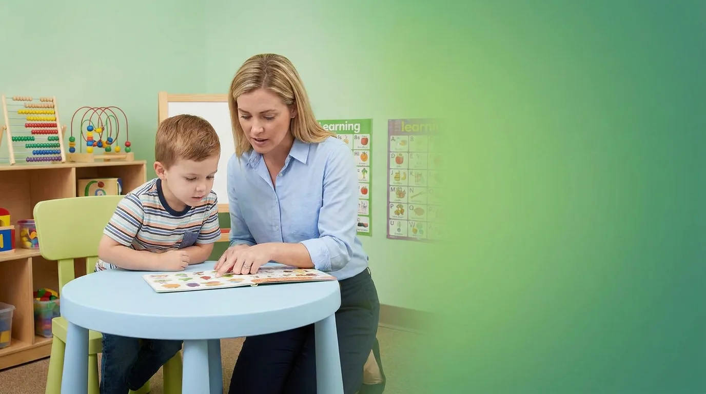 ABA therapy services in Bloomington, IN: illustrative photo of an ABA therapist at work